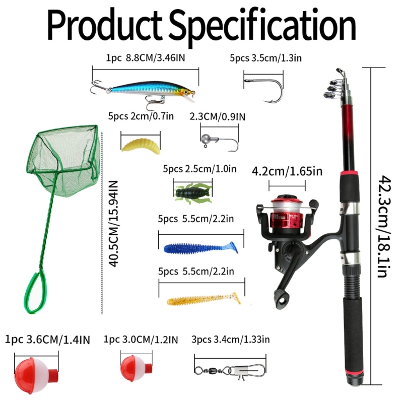 Landing Net Telescopic - Conjunto pesca para iniciantes, equipamento pesca,