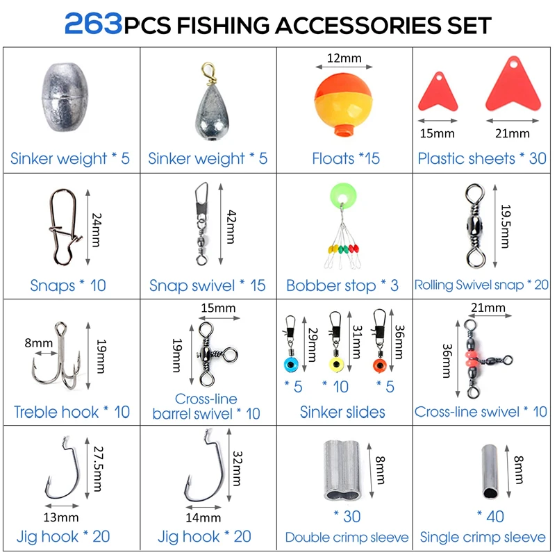 263 pçs conjunto de acessórios - Fishing Equipment Storage avaliação e preço